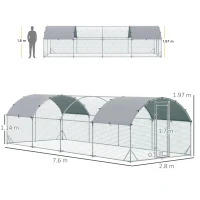 PawHut Walk In Chicken Run Galvanised Chicken Coop Hen Poultry House Cage Pet Playpen Garden with Water-Resist Covers(m-3)