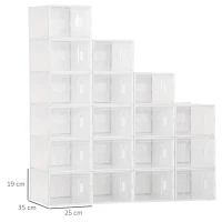 HOMCOM Modulares Regalsystem mit 18 Fächern, Steckregal, 25 cm x 35 cm x 19 cm, Transparent(m-3)
