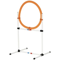 PawHut Set Agility Dog Portatile con Anello e Sbarra, Multiuso e Salvaspazio, con Borsa da Trasporto Inclusa, 74.5x66x91cm, Bianco e Arancione(m-11)