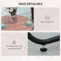 Outsunny Conjunto de Móveis de Jardim de Vime 3 Peças Incluí 1 Mesa de Centro e 2 Poltronas com Almofadas Acolchoadas Teca e Cinza(m-7)