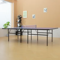 HOMCOM Tavolo da Ping Pong Pieghevole per Interni in MDF e Acciaio, 152.5 x 274 x 76 cm, Blu e Viola(m-10)