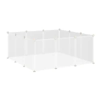 PawHut Pet Playpen DIY Small Animal Cage Open Enclosure Portable Plastic Fence 12 Panels for Hedgehog Guinea Pig White(m-17)