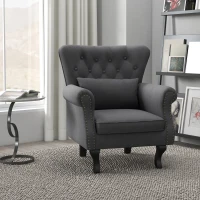 HOMCOM Chesterfield-Style Accent Chair - Grey(m-10)