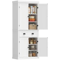 HOMCOM Tall Kitchen Cupboard, 183 cm Freestanding Storage Cabinet with Drawer, 4 Doors and Adjustable Shelves, White(m-13)