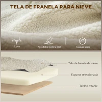 HOMCOM Silla Mecedora con Cojín Lumbar Tapizada en Franela de Nieve Respaldo Alto Base de Madera Bolsillos Laterales Crema(m-6)