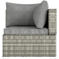Outsunny Outdoor PE Rattan Corner Sofa, Garden Wicker Furniture Single Sofa Chair w/ Cushions, Light Grey(m-9)