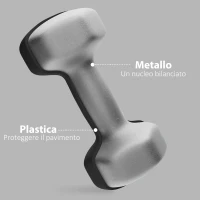 SPORTNOW Set 2 Manubri Esagonali da 2x5 kg in Metallo e Plastica con Impugnatura Antiscivolo, 20x9x9 cm, Nero(m-5)