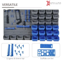 DURHAND Cassetta Portautensili da 44pz con Scatole Regolabili e Rimovibili in PP Blu e Grigio, 54x22x95 cm(m-6)