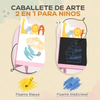 AIYAPLAY Pizarra Infantil de Doble Cara con 2 Cajas de Tela Caballete de Pintura para Niños con Estampado de Animales Rosa(m-4)