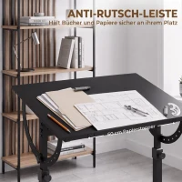 HOMCOM Tekentafel, in hoogte en hoek verstelbaar, met antisliprand, zwart(m-6)