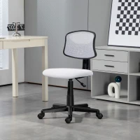 HOMCOM Cadeira de Escritório sem Apoio para os Braços com Encosto de Malha Respirável Altura Ajustável 43x48x78-88 cm Branco(m-10)
