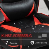 Vinsetto Bürostuhl Schreibtischstuhl mit Kopfkissen Fußstütze Drehstuhl Liegestuhl höhenverstellbar Kunstleder Nylon Schwarz+Rot 67 x 69 x 115-123 cm(m-7)