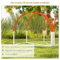 PawHut Lot de 4 pièces d'équipement agility- hooper agility - arceaux entrainement pour chien, obstacle avec sac de transport(m-5)