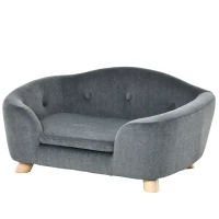 PawHut Dog Sofa Bed Pet Chair Couch with Water Resistant Fabric, Kitten Lounge with Soft Cushion, Wooden Frame for Mini Size Dogs - Grey(m-10)