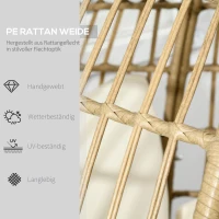 Outsunny Rotan Stoel in Mandvorm Rotan stoel met zitkussen tuinstoel metaal(m-4)