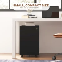 Vinsetto 3-Drawer Vertical Filing Cabinet with Pencil Tray, Lock and 5 Wheels, Steel Mobile File Cabinet, for A4, Legal and Letter Size, Pre-Assembled Body, Black(m-8)