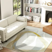 HOMCOM Modern Area Rug, Machine Washable Rug, Allergy-Friendly Floor Carpet for Living Room, Bedroom, Dining Room, Home Office, 230 x 160 cm, Cream White(m-10)
