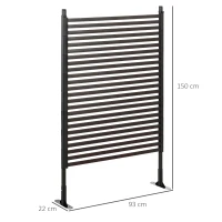 Outsunny metalen hek, uitbreidbaar, weerbestendig, roestvrij staal, bruin, 93 x 22 x 150 cm(m-3)