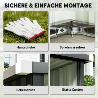 Outsunny Robotmaaiergarage staal 108 x 86 x 62,5 cm robotmaaiergarage met schuin dak beschermrand verzinkt staal(m-7)