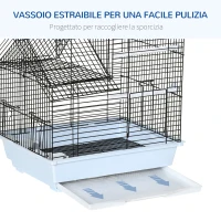 PawHut Gabbia per Uccelli in Metallo con Maniglia, Vassoio Estraibile, Pioli e Altalena, 39x33x47cm, Bianco(m-5)