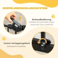 PawHut Honden Veiligheidshek, Dubbele Vergrendeling, Zelfsluitende Deur, 104 cm Hoog, Staal, Zwart(m-6)