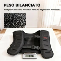SPORTNOW Giubbotto Zavorrato 10 kg con Cinghie Regolabili e Strisce Riflettenti, in Neoprene e Sabbia, 43x33 cm, Nero(m-7)