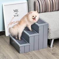 PawHut Scaletta per Cani a 3 Gradini con Tappeto Antiscivolo e Spazio Interno, 40.5x44.5x38cm, Grigio(m-2)