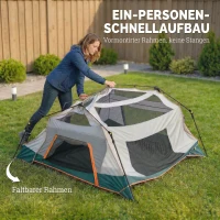 Outsunny Campingzelt für 4-6 Personen stabil 3000mm wasserdicht Familienzelt mit abnehmbarem oberen Abdeckung UV30+ Schutz Grün(m-7)