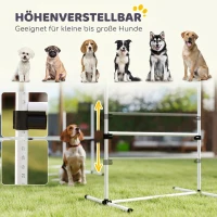 PawHut Agility Set Hunde 4-teiliges höhenverstellbar Agility-Ausrüstung Sprungstangen-Set Steckhürdenset mit 4 Hürden Tragetasche Koordinationstraining Sprungstangen-Set für Spiele Training(m-4)