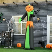 HOMCOM 9FT Inflatable Halloween Pumpkin Ghost with Build in LED,  Outdoor Lighted Blow Up Inflatables for Party Indoor, Garden, Lawn(m-10)
