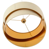 HOMCOM Modern Pendant Light with Adjustable Hanging Chain and Two Bevel Nested Lampshade, Metal Chandelier for Living Room, Bedroom, Dining Room, Office, Beige and Gold(m-8)