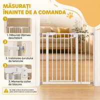 PawHut Poartă Extensibilă pentru Câini cu Montare prin Presiune și Închidere Automată, Înălțime 76,2 cm, Albă(m-16)