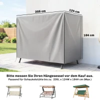 Outsunny Schutzhülle für Gartenschaukel, reißfest, wetterfest, Tex-Lock-System, 205x124x164 cm, Grau(m-3)
