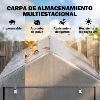 Outsunny Carpa de Jardín para Bicicletas 1,2x1,8x1,65 m con 2 Habitaciones Puerta con Cremallera Impermeable Anti-UV Gris Claro(m-4)