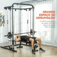 SPORTNOW Máquina Multi Estação de Musculação Máquina de Musculação com Suporte para Agachamentos e Barra para Pesos 210x132x225 cm Preto(m-8)