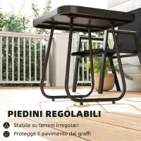 Outsunny Set da Esterno 3pz con 2 Sedie Traspiranti e Tavolino Quadrato, in Metallo, DPC e Texteline Nero(m-7)