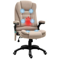 Vinsetto Massagestoel met Verwarmingsfunctie, Ergonomisch Verstelbare Bureaustoel, 68L x 72B x 110-120 cm, Bruin(m-11)