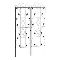 Outsunny Rankgitter Stahl 2er Set zum Stecken rostfrei Rankhilfe mit Blättern 50 x 186 cm Schwarz(m-1)
