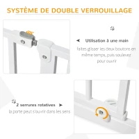 PawHut Lot de 2 barrières de sécurité pour animal longueur réglable escaliers couloirs portes sans perçage en acier ABS(m-4)