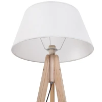 HOMCOM Lampada da Terra con Treppiede Paralume in Tessuto, Altezza 146 cm, Supporto Lampadina E27, Crema, 52x52x146 cm(m-4)