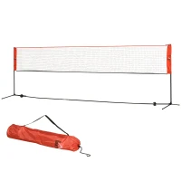 HOMCOM Rete Tennis e Badminton Portatile ad Altezza Regolabile con Borsa, Rossa e Nera(m-10)