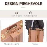 HOMCOM Cavalletto Treppiede con Cassetto, Tavolozza e Tracolla ad Altezza Regolabile, in Legno di Faggio, Color Legno(m-4)
