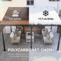 Outsunny Anbaupavillon 4 x 3m Terrassenüberdachung mit schrägen Polycarbonat-Dach Metall-Aluminium-Rahmen, Wandmontage(m-5)
