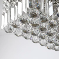 HOMCOM Modern Crystal Ceiling Light Square Crystal Chandelier for Living Room, Dining Room, Hall, 5 x E14 Lamp Holders, Silver, 80 x 25 x 23cm(m-9)