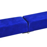 HOMCOM Poutre de gymnastique pliable poutre d'équilibre antidérapante 2,1 m revêtement daim bleu(m-7)