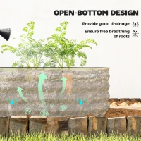 Outsunny Galvanised Raised Garden Bed, Metal Planter Box with Safety Edging, for Flowers, Herbs, Succulents, Cream White(m-5)