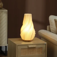 HOMCOM Smart Tischlampe mit App-Steuerung, Alexa-kompatibel, Kunststoff, Holz, Weiß(m-10)