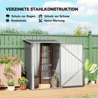 Outsunny Stalen Tuinhuisje 100x103x160 cm, Waterdichte Tuinschuurtje met Lessenaarsdak voor Balkon en Terras, Grijs(m-4)