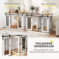 PawHut Hondenbench met 2 Deuren, Hondenbox, Transportbox voor Honden, Rustiek Ontwerp, Vergrendelbaar, Wit(m-5)