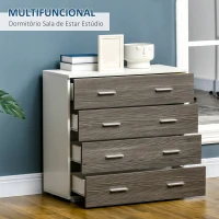 HOMCOM Cómoda com 4 Gavetas Moderna para Dormitório Corredor Sala de Estar 76x35x72 cm Cinzento e Branco(m-5)